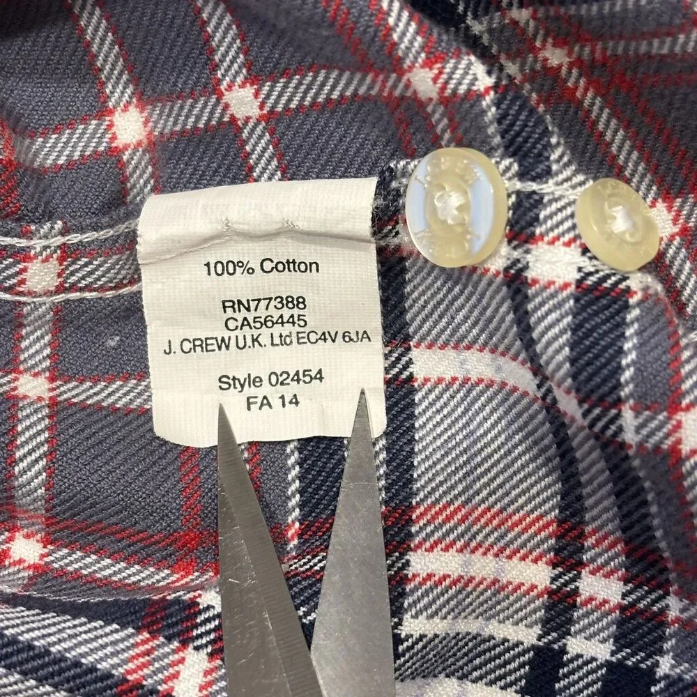 Tailored By J Crew Long Sleeve Button Up Mens Plaid 100% Cotton Small Classic